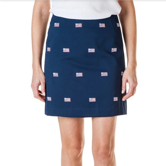 CASTAWAY Nantucket Women's Navy Blue American Flag Embroidered Mini Skirt Size 0 - Picture 1 of 14
